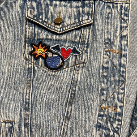 Honey Punch Oversized Denim Jacket with Soul Patch – Size Large - Picture 5 of 9